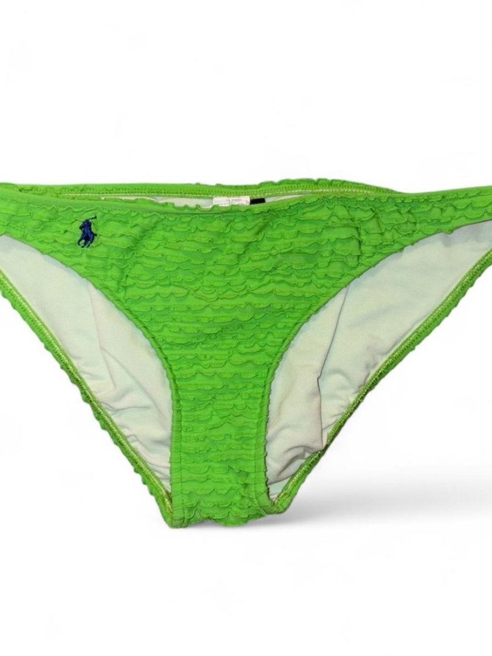 Polo Ralph Lauren Lime Green Smocked Ruffle Bikini Bottoms L Y2K